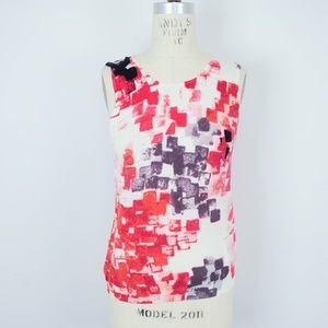 TSE Sleeveless Sweater 100% Cotton Abstract Print